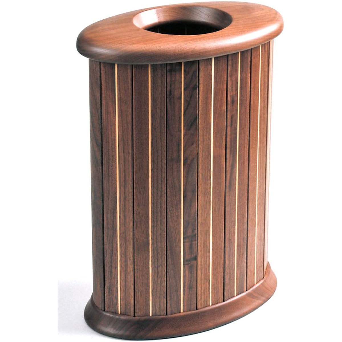 Asahikawa Furniture Sasaki Industrial Arts Natural Wood Wastebasket Oval L Walnut TB-OV-L-W