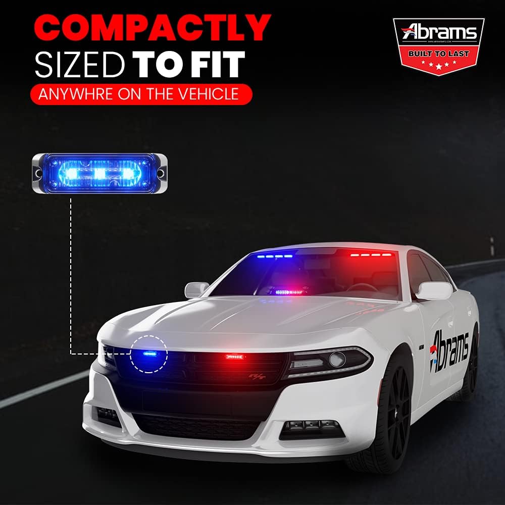 ABRAMS Flex Series (White) 9W -3 LED Emergency Vehicle Truck LED Grill Light Head Mount Strobe Warning Light