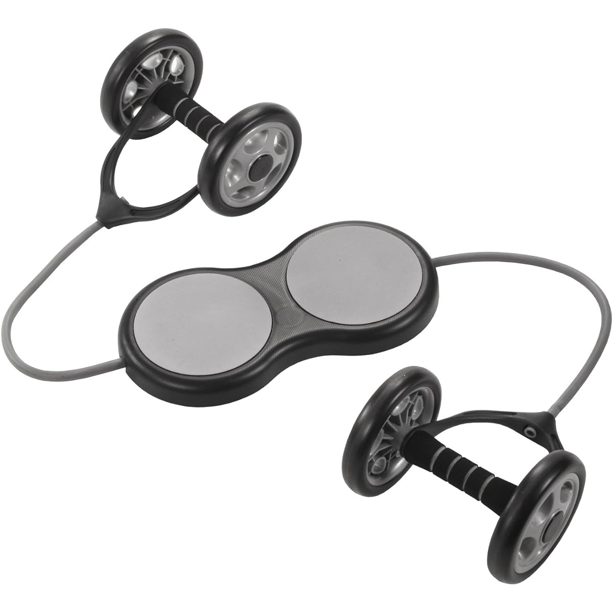 IRONMAN CLUB Exercise Twin Roller Black Roller 230 x 140 mm x 2 Base 380 x 200 x 40 mm Rope Total Length 130 cm KW-785