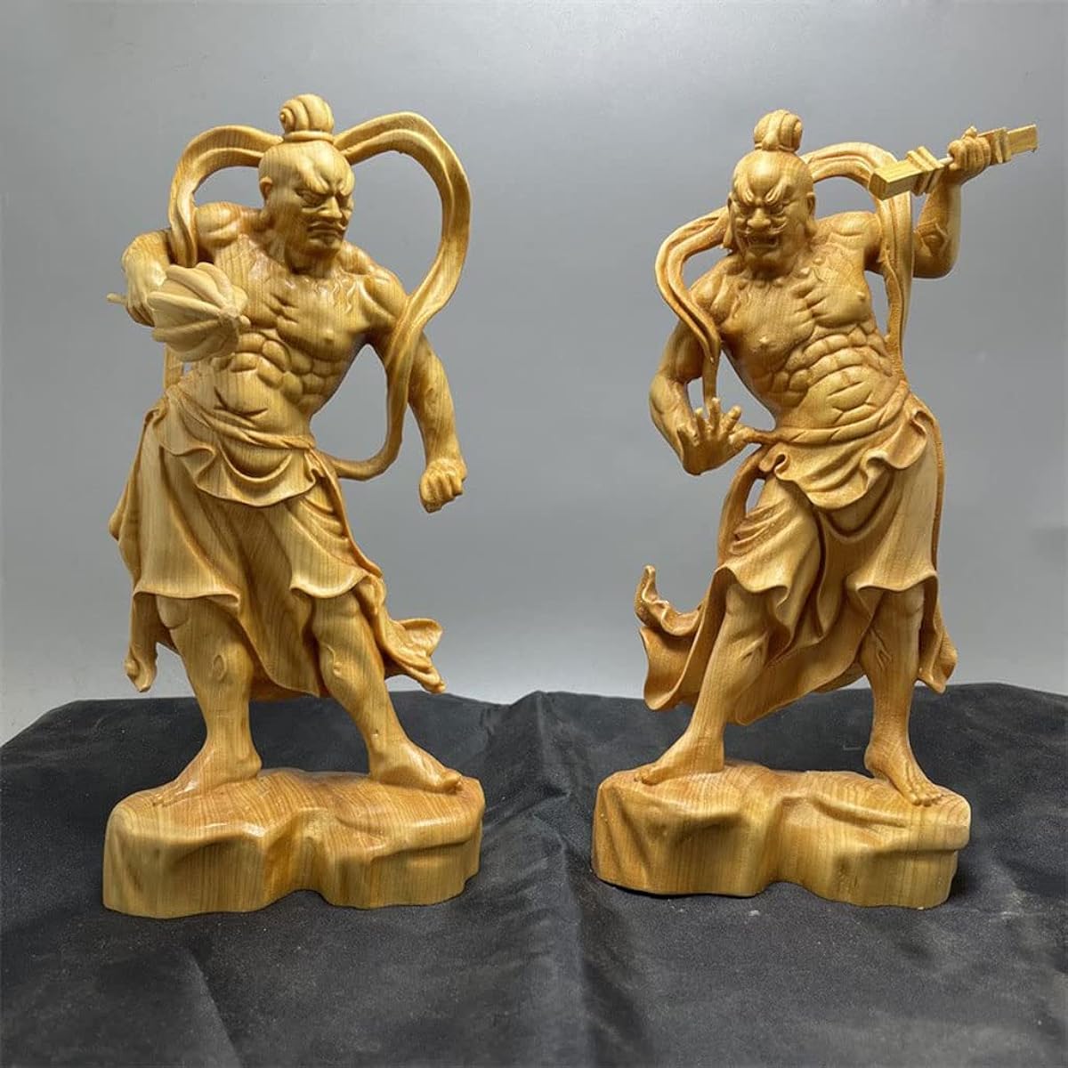 Buddha Statue, Wood Carving, Vajra Rikishi Statue, Standing Statue, Pair of Natural Cliff Kashiwagi, Nio Statue, Protection of Law and Good God, Ornament/Buddhist Altar/Feng Shui Good Luck/Amulet, Height 20cm