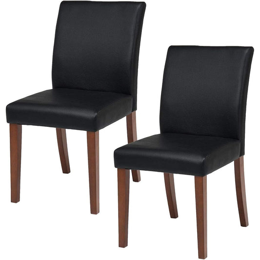 Hagiwara Dining Chair Set of 2 Simple Modern [Water Repellent Fabric] Natural Wood PVC Seat Black VC-7302DBPB2S