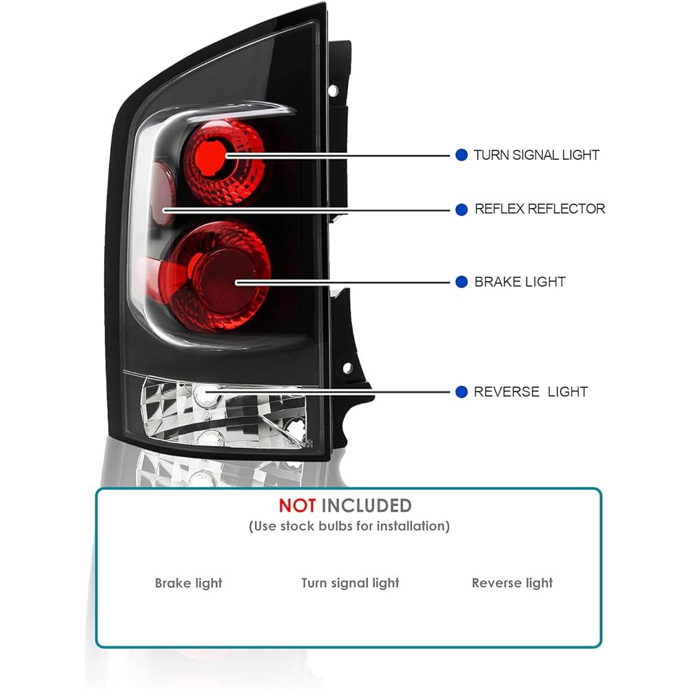 SPEC-D TUNING Black Housing Clear Lens Taill Light 2005-2015 Nissan Armada left and right pair semi-brain