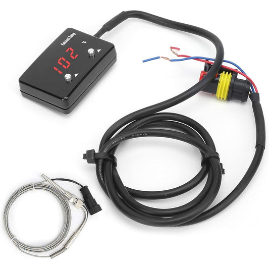 Universal Exhaust Gas Thermometer EGT Gauge Kit 1000F Pyrometer Red LED Digital Display for 12V Vehicles
