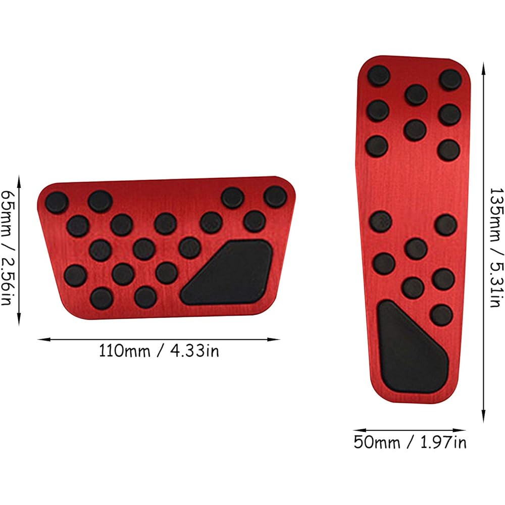 SPORTULI No Drili No Slipping Aluminum Brake and Accelerator Pedal Cover Kit Dodge Challenger Charger Cryer Clisler 3009-2019 (Red)