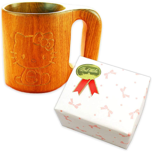 Hello Kitty Goods Hello Kitty Mug Wooden Hand Carved Enju Tree Gift Wrapping Gift from the North Country
