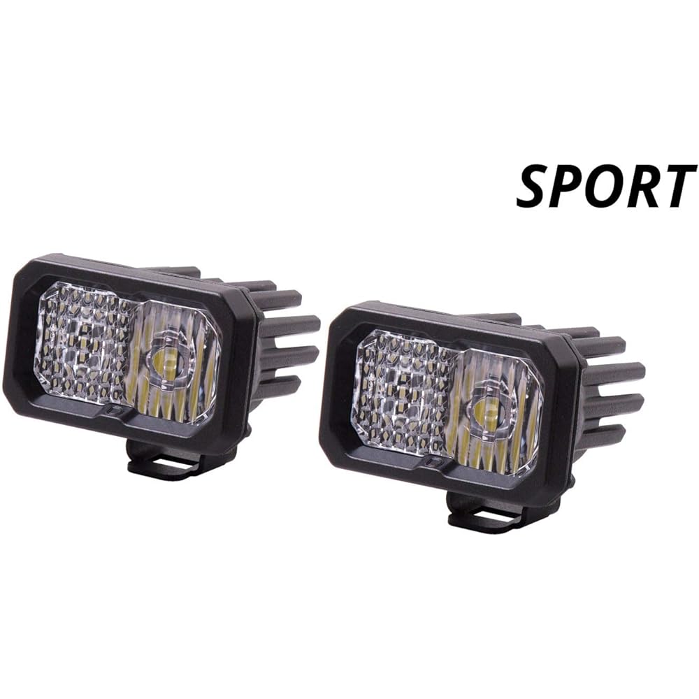 DIODE DYNAMICS Stage Series 2 inch SAE/DOT White Sport Standard LED Pod (Pair) Flood Red Backlight
