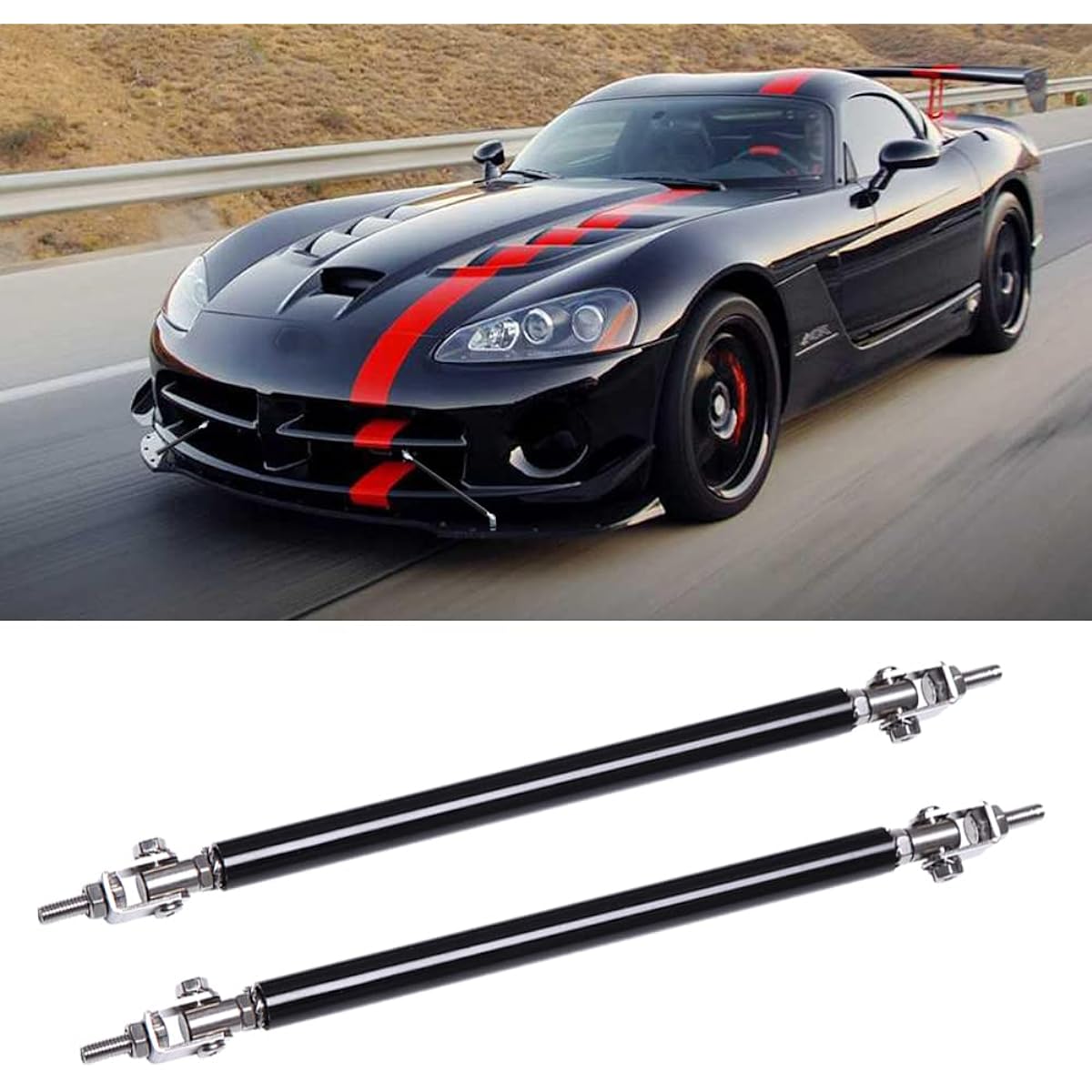 Universal Black Adjustable Floria Bumper Lip Lip Spoiler Strat Rod Tyoport Bar 2 pieces