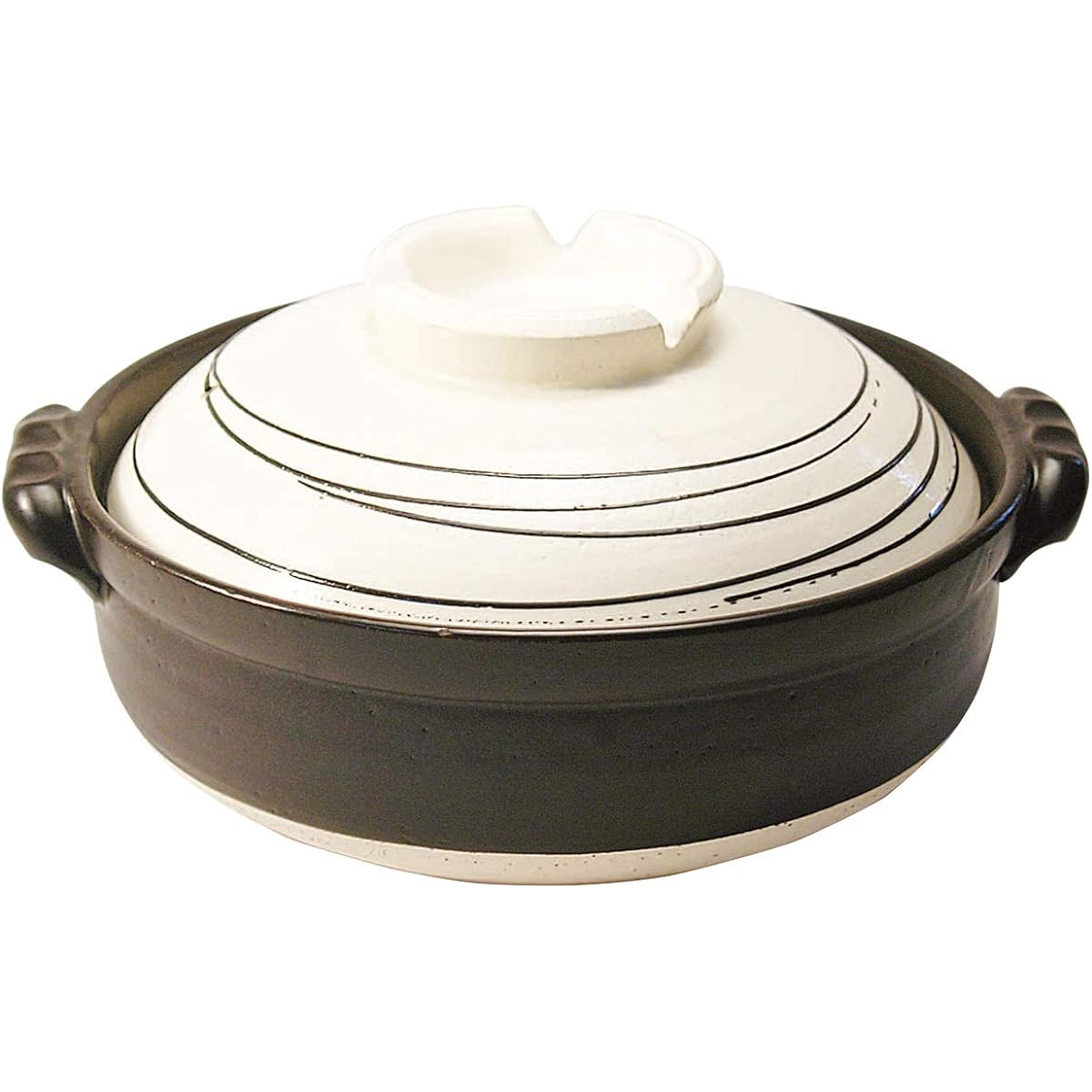 Maruyoshi Pottery White Spiral IH Earthen Pot No. 8 M4073 Brown 2.4l Earthen Pot IH Compatible Stylish No. 8 M4073