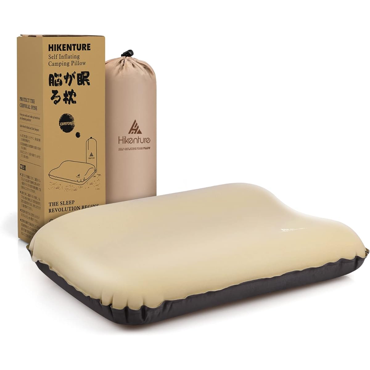 HICENTURE Camping Pillow [3 seconds automatic inflation/ergonomic design] 19x high resilience urethane for camping/sleeping in the car/travel