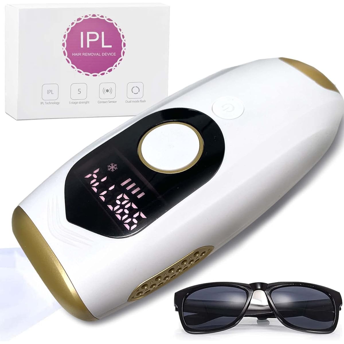 Uni-Fine SR Red Light Wave Optical Beauty Device Hair Removal Device "Hair Removal + Beautiful Skin" 990,000 Times 5 Levels Adjustment Manual/Automatic Mode Hair Removal Device Datsumuki Continuous Irradiation Painless IPL Facial Device Home Use Unisex F