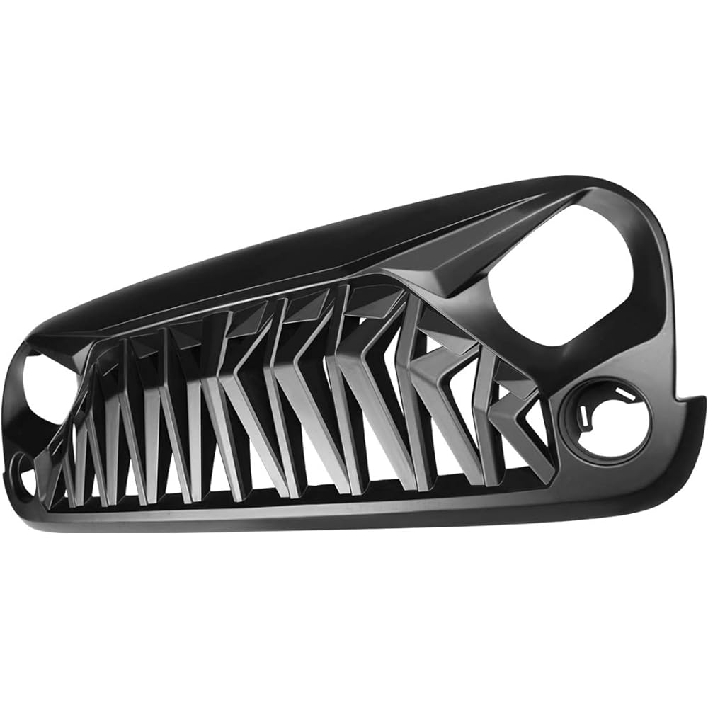 allinoneparts Jeep Wrangler JK Jku Grill for 2007 to 2018 Jeep Bicone Sahara Sport Grill Brushed Shark