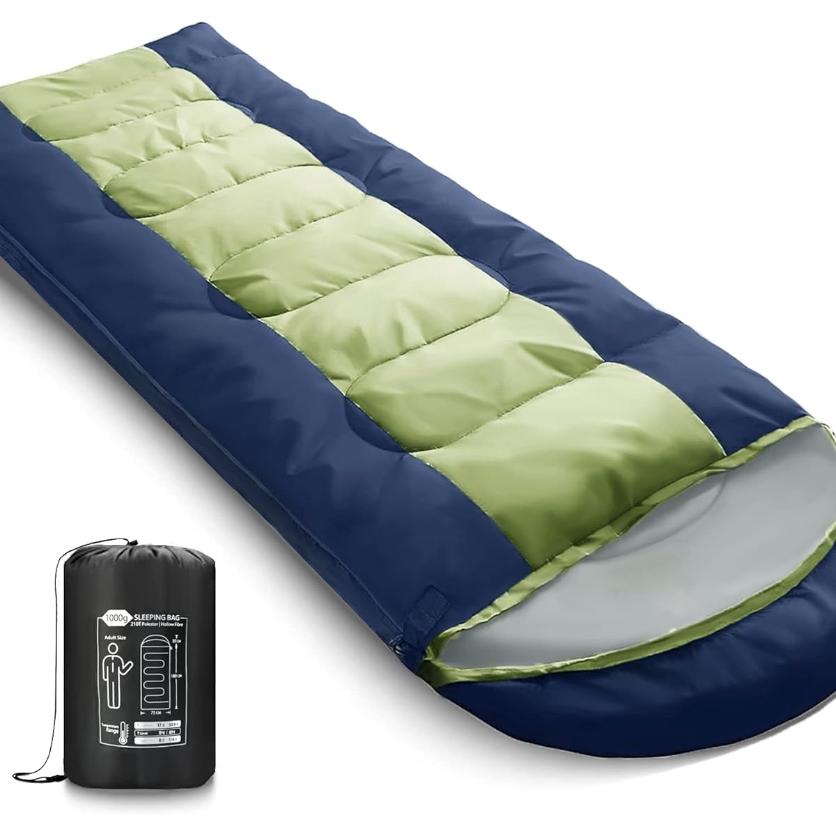 Sleeping bag for camping, mountain climbing, sleeping in the car, disaster prevention, sleeping bag, envelope type, compact, heat retention, cold resistant, lightweight, 210T waterproof, -18℃~12℃ sleeping bag, for spring, summer, autumn, winter, storage