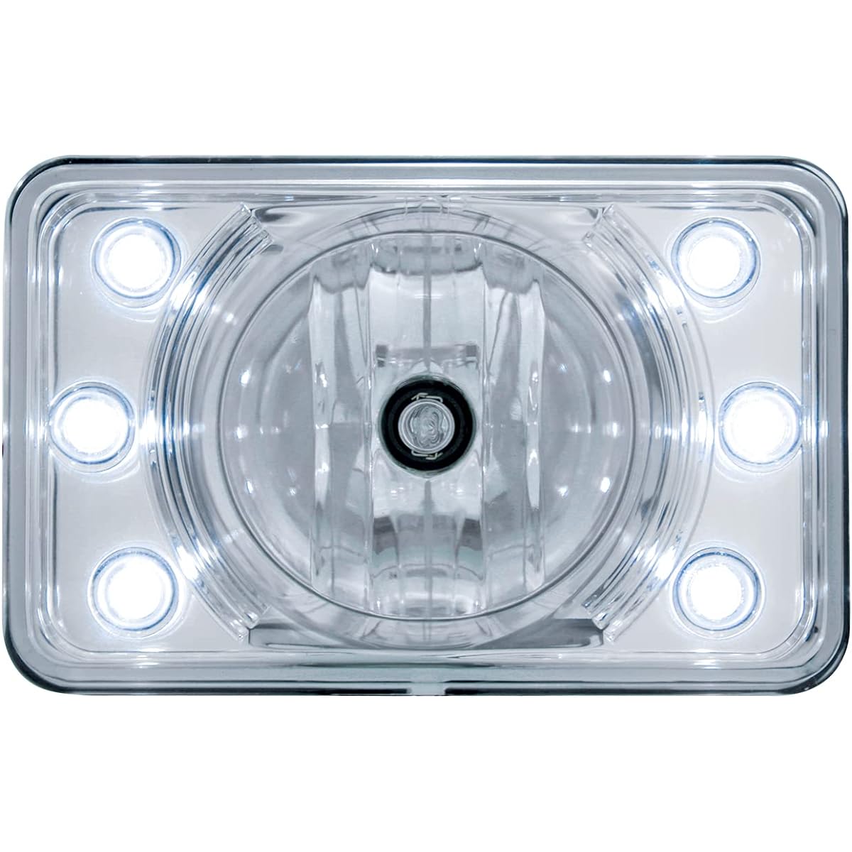 UNITED PACIFIC 31376 Ultralit 4 inch x 6 -inch crystal projection headlight White LED Position with 6 enhanced aluminumir freector vibration high beam 1 unit