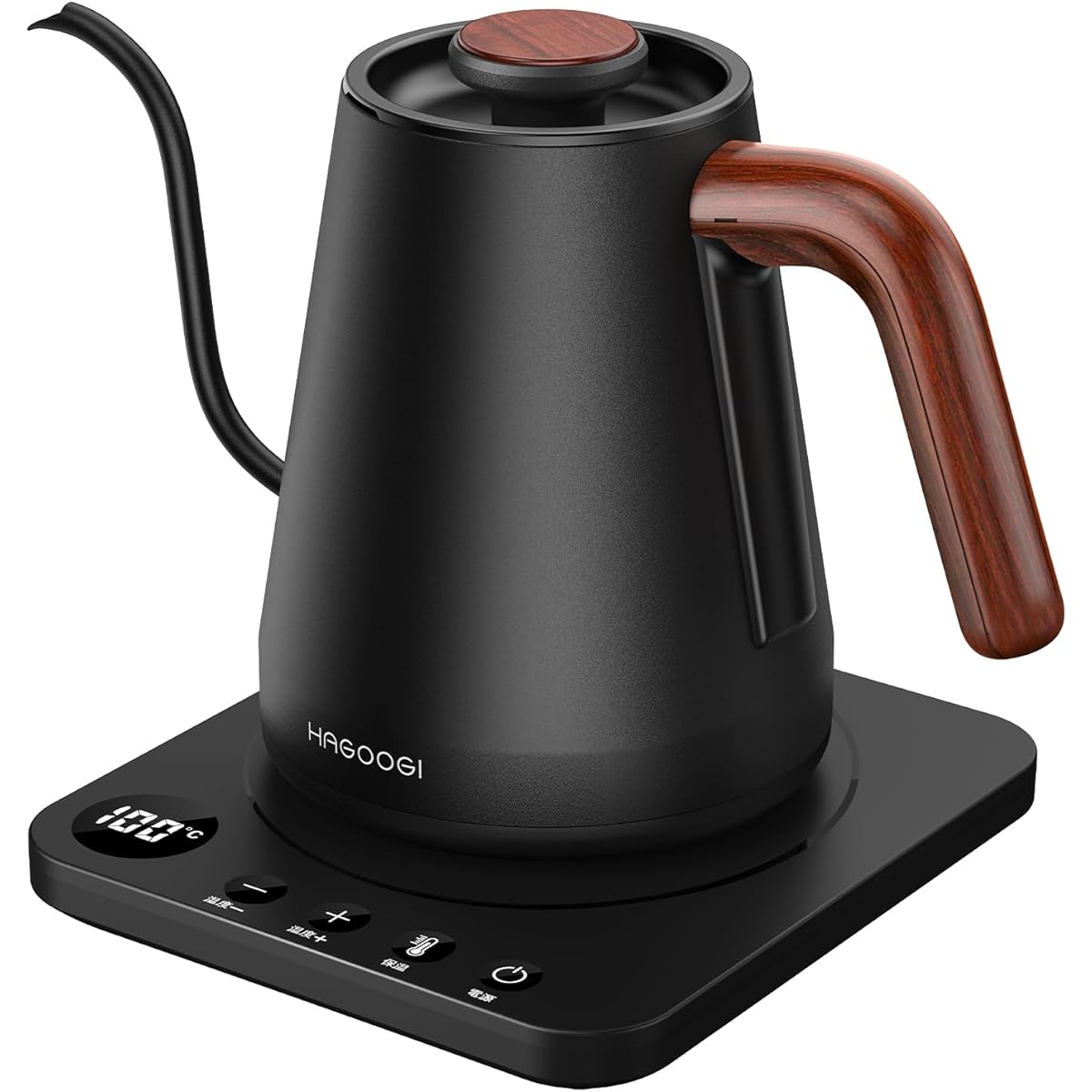 HAGOOGI Electric Kettle Coffee Kettle 1.0L 1200W Temperature Adjustment (1℃ Increment)/Heat Retention Function/Empty Cooking Prevention Narrow Mouth Drip Pot (Black)