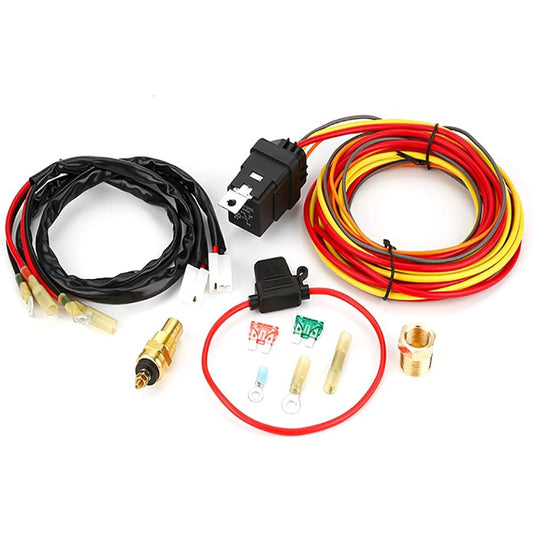 Electric Cooling Fan Wire Harness Kit 185 Degree On 165 Thermostat Switch 40/50 Amp Relay