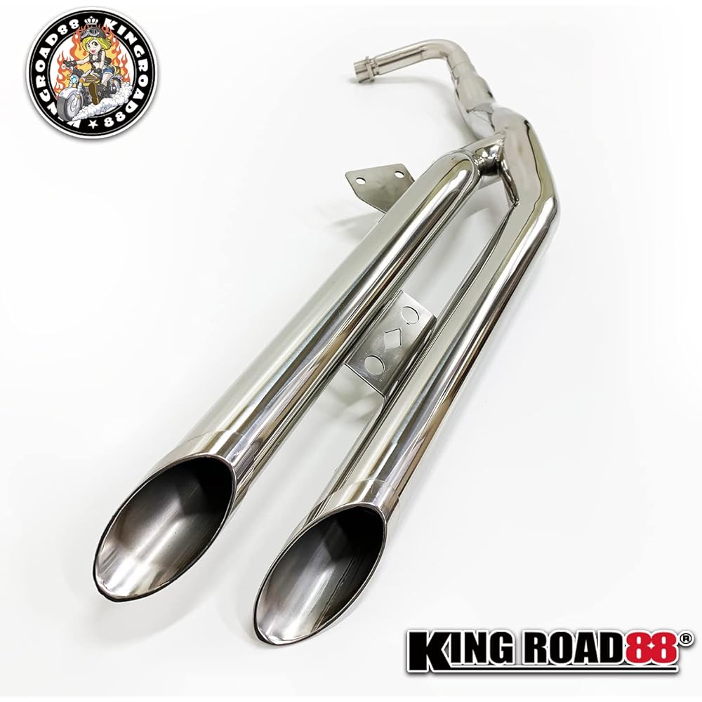 King Road 88 Honda Magna 50 (AC13) Slash Cut UP Double Muffler