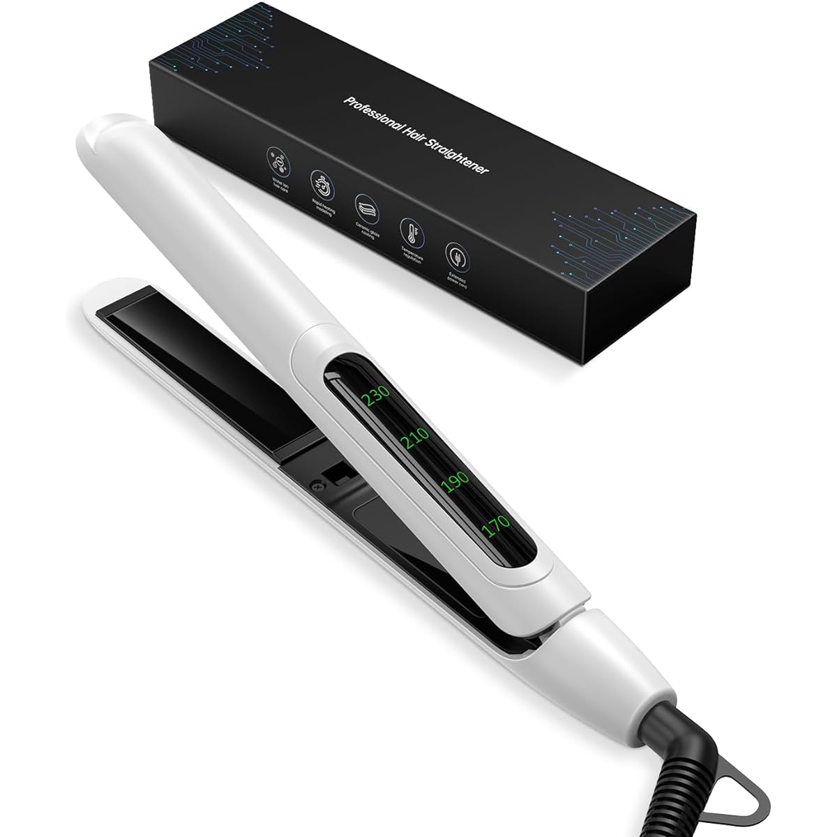 Hair Straightener Negative Ion Ceramic Plate 2way Curl Straight Iron Hair Care Auto Power Off Function One Touch Lock 360 Degree Rotation Cord Hair Straightener Lightweight Compact Professional Specification Unisex