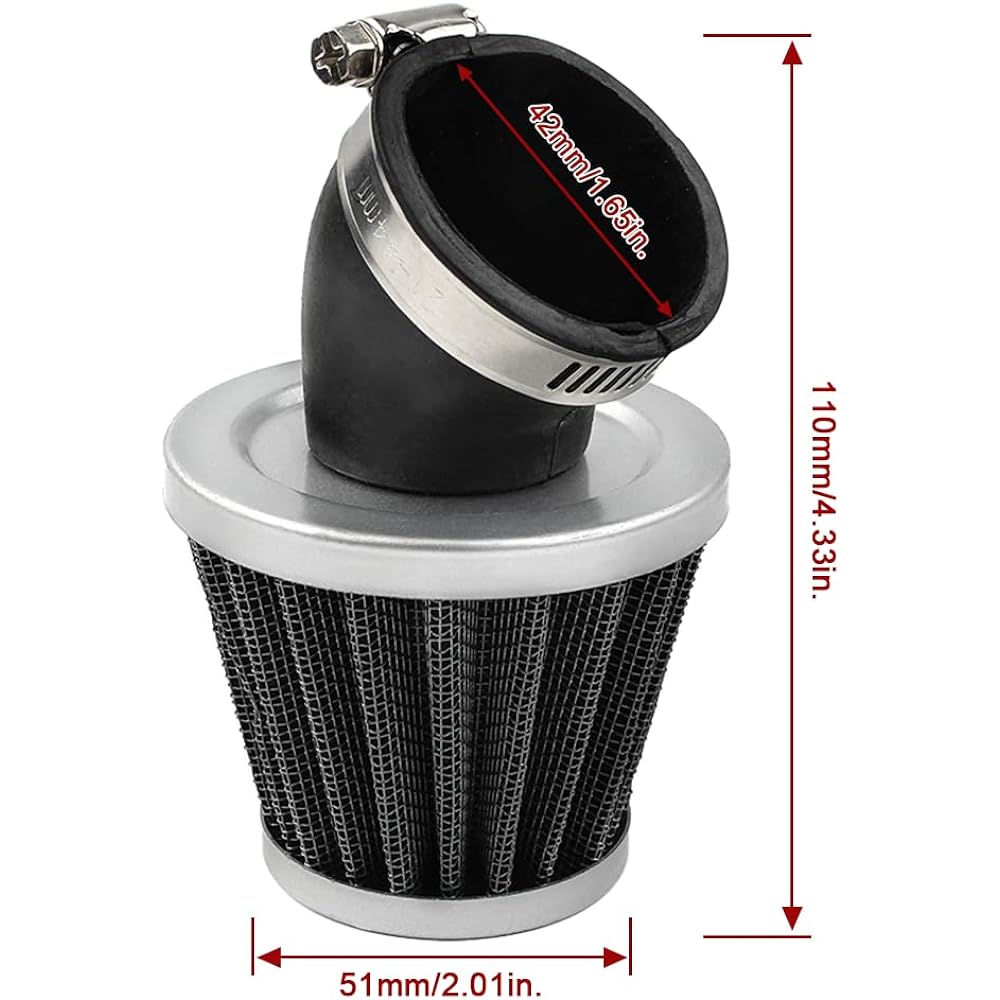 NEWSMARTS 42mm Curve Auto Bai Air Filter Dart Pit Quad ATV Buggy Cart