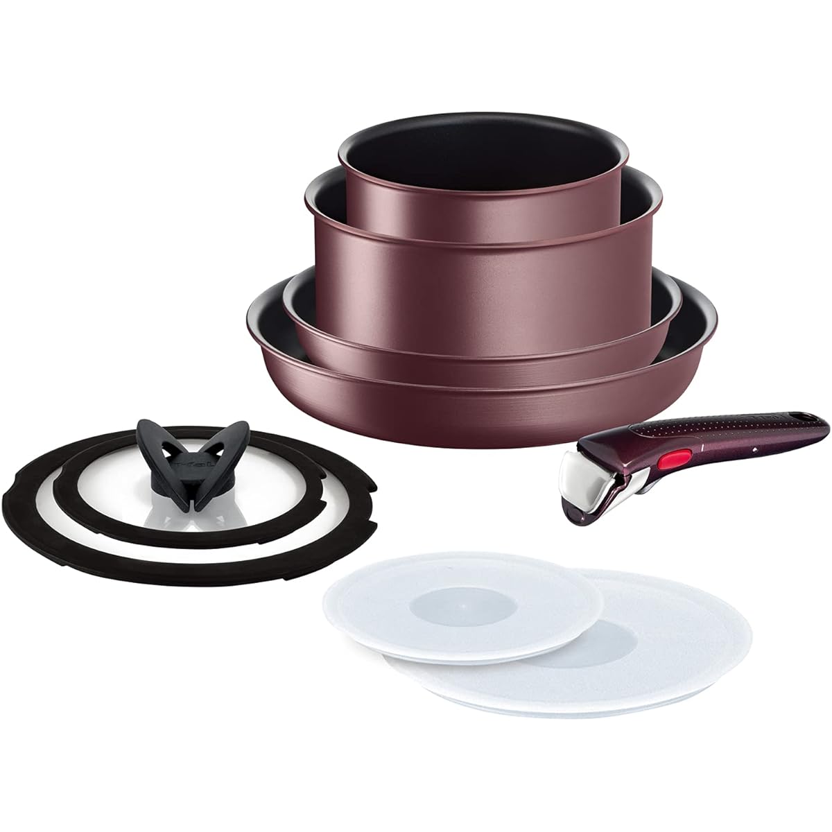 Tefal Pot and Frying Pan Set with Removable Handle, 9 Piece Set, Compatible with IH Gas Fire, "Ingenio Neo IH Maron Brown Unlimited", Non-Stick, Brown L38591