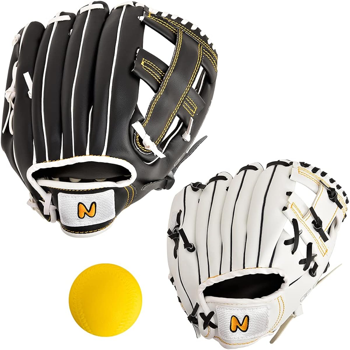 Cat Pitcher x GP Baseball Parent-Child Catch Ball Glove Set Soft Ball Included Right Throwing Set Black/White 58628