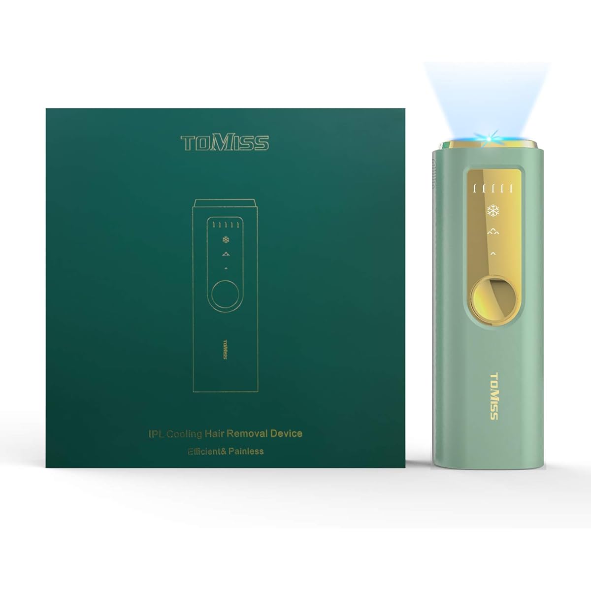TOMISS Hair Removal Device, Light Green, Hair Removal Device for Men, Cool Feeling, Continuous Irradiation, Optical Hair Removal Device, Home Use Hair Removal Device, Women's, Popular, 5 Levels Adjustable, Manual Automatic Mode, Unisex, Full Body Use, Ja