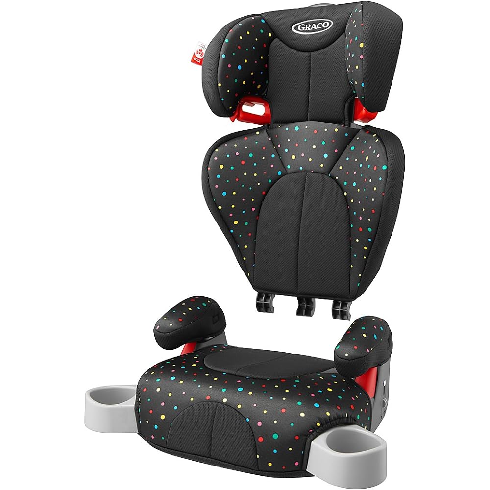 GRACO Junior Seat, Seat Belt Fixed, Junior Plus DX, Around 3 to 11 Years Old, Long Use, Includes Cup Holder, Removable Backrest (Colorful Dot BK) 67402