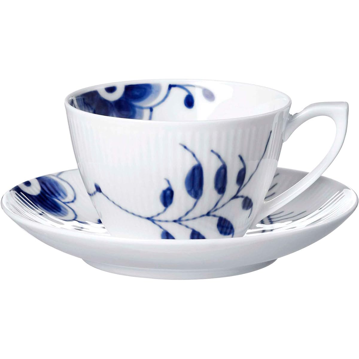 [Regular Imported Product] Royal Copenhagen Blue Fluted Mega Cup & Saucer 280ml 1017335 White Wedding Gift Present
