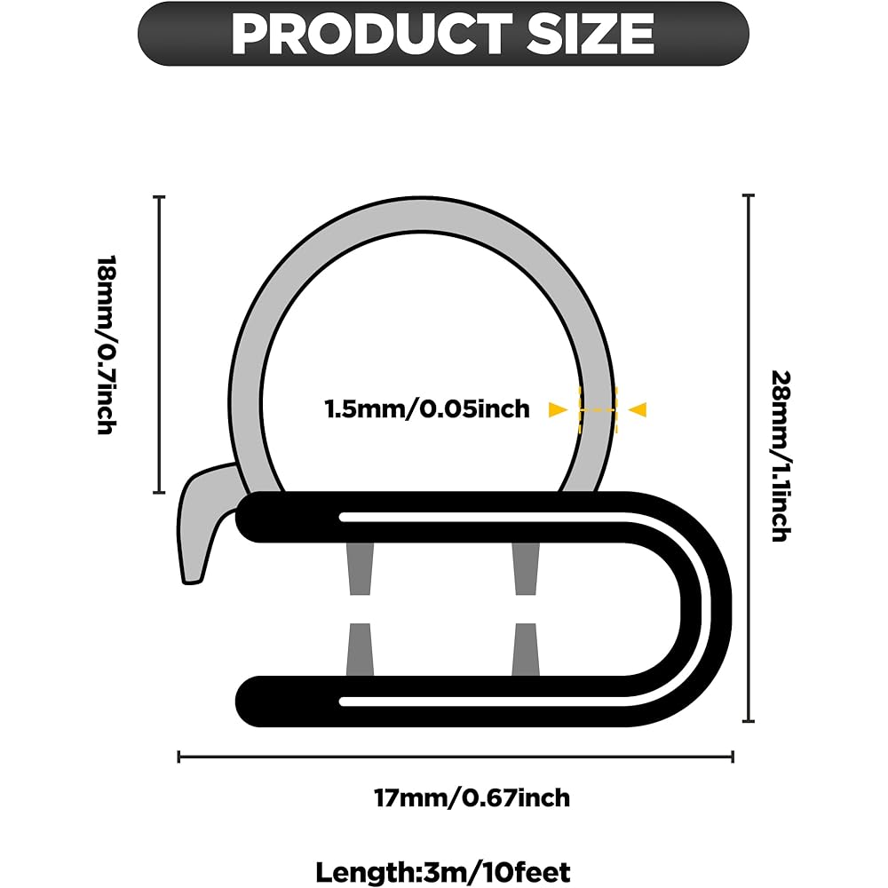 VAGURFO Rubber Edge Trim Weather Stripe Dore Rug Seal Strip Trim Seal For Weather Strip Edge Gard Car Boat RV Truck For Home Application (10 feet)