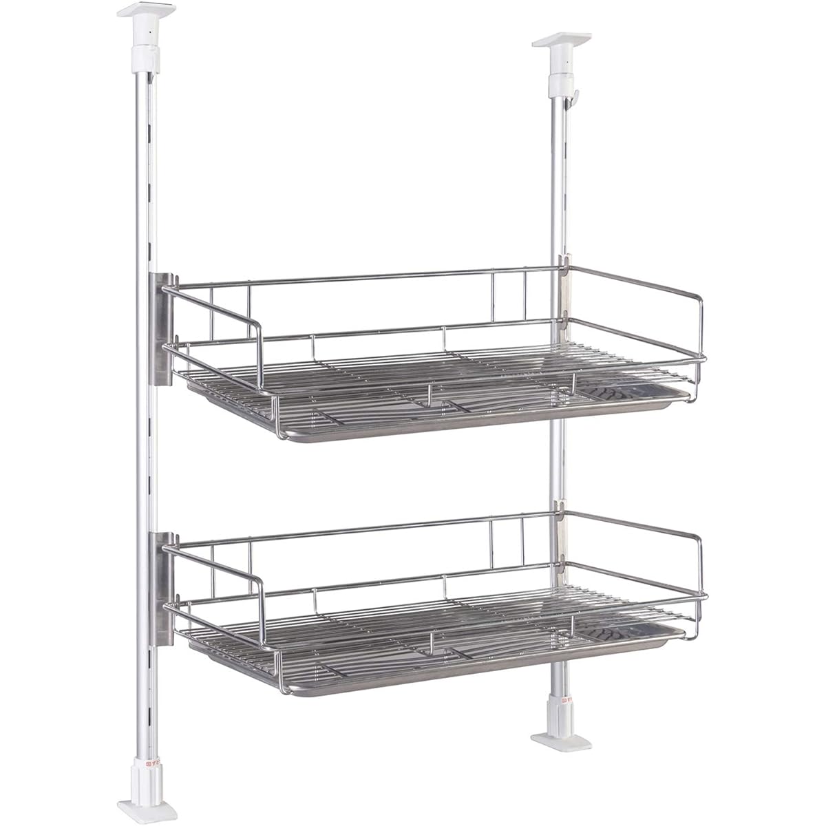 Takubo Kogyo Drainer Rack Tension Drainer Basket 2 Tiers Silver Approx. 46.7 x 25.8 x 692 (Max. 105.2) cm TP2-45BD