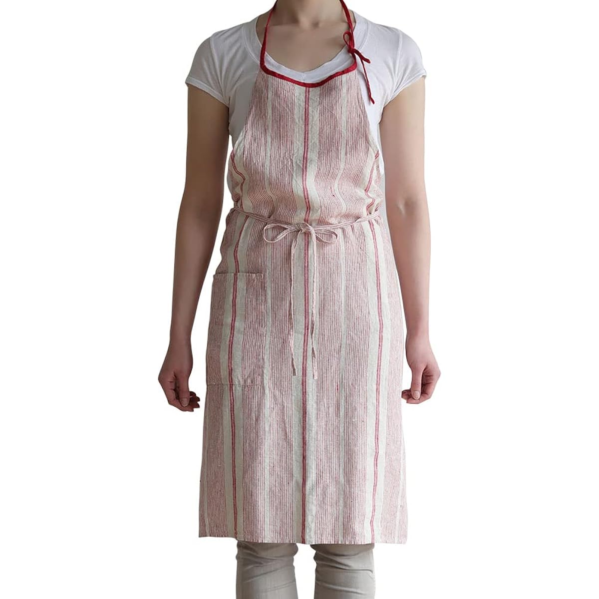 [Lino e Lina] [Lino Elina Apron Full Apron Linen Mila Women's Men's Kitchen Plain Linen Simple Long Length Stylish