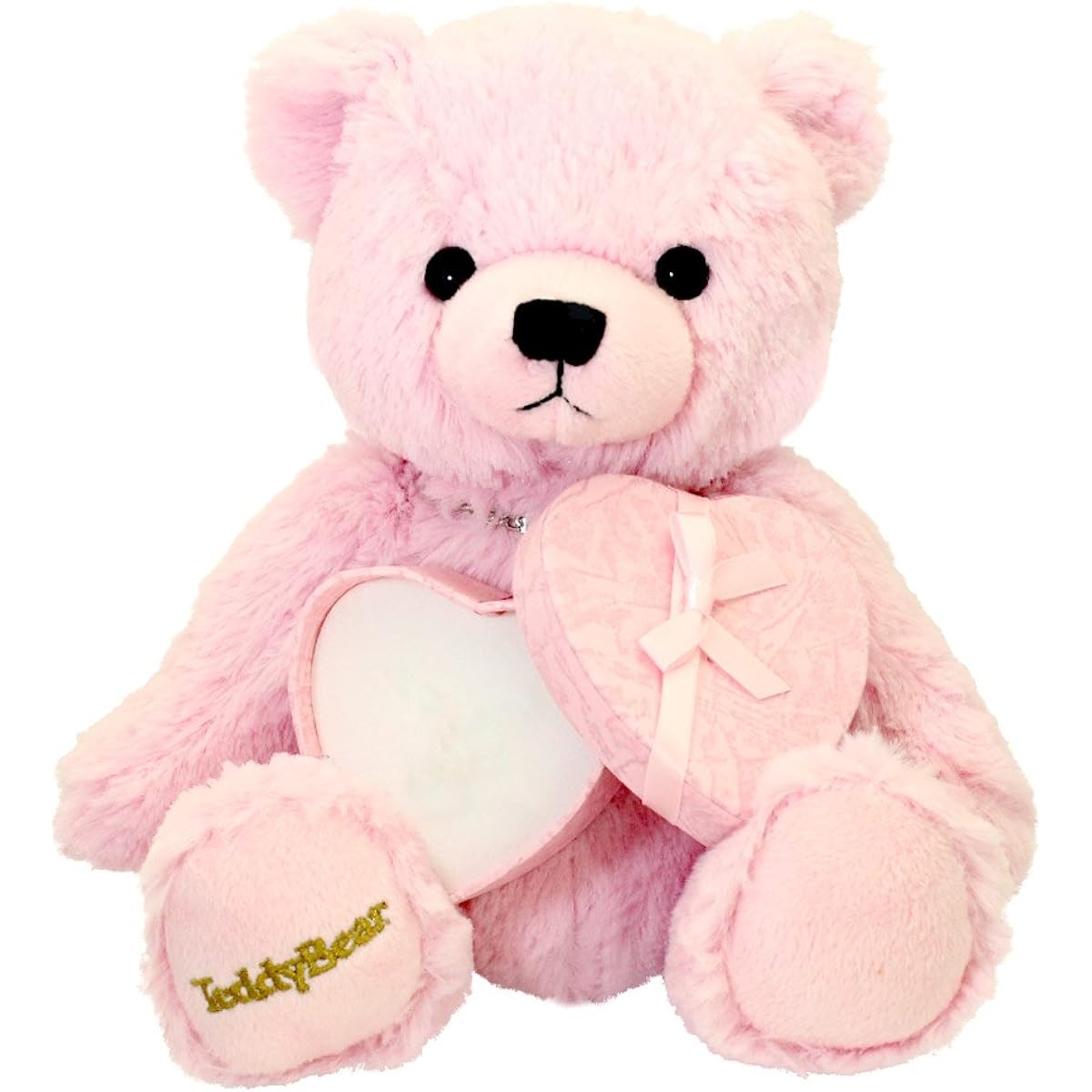 [Sears] Teddy Bear Plush Heart-shaped Jewelry Box Gift Set (Pink) tdt-01-pk