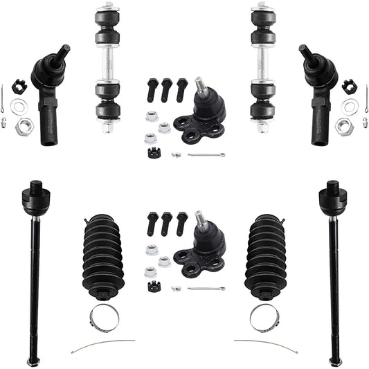 Detroit vehicle axis -Complete 10 -point front suspension kit -2 front ball joints, 4 inner & outer tie rod ends, 2 front swabers, 2 tie rod boots.
