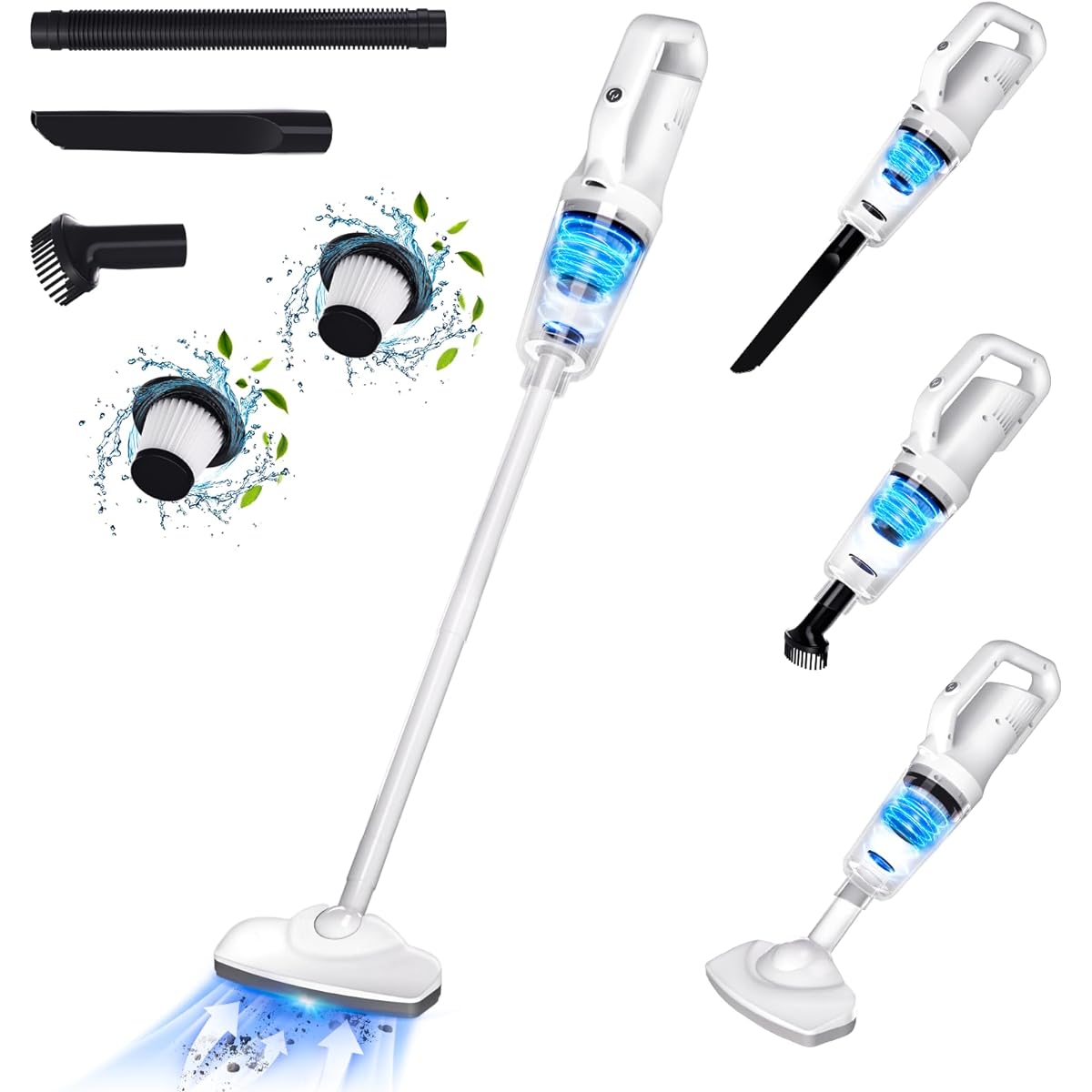 Centuree Vacuum Cleaner, Cordless 2024 Model, 12,000 Pa, Strong Suction, 2-Way Cordless Vacuum Cleaner, Stick Cleaner, Handy Cleaner, Ultra Lightweight, Low Noise Design, Extendable, Electric Vacuum