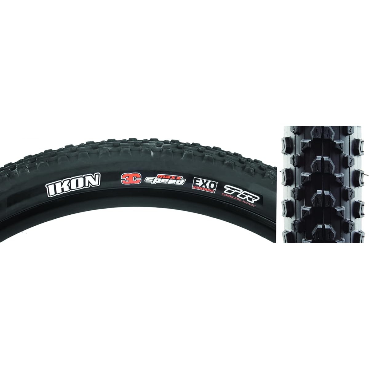 Maxxis Ikon Triple Compound EXO Tubeless Ready Folding Bead 120TPI Bicycle Tire (Black - 26 x 2.35) by Maxxis