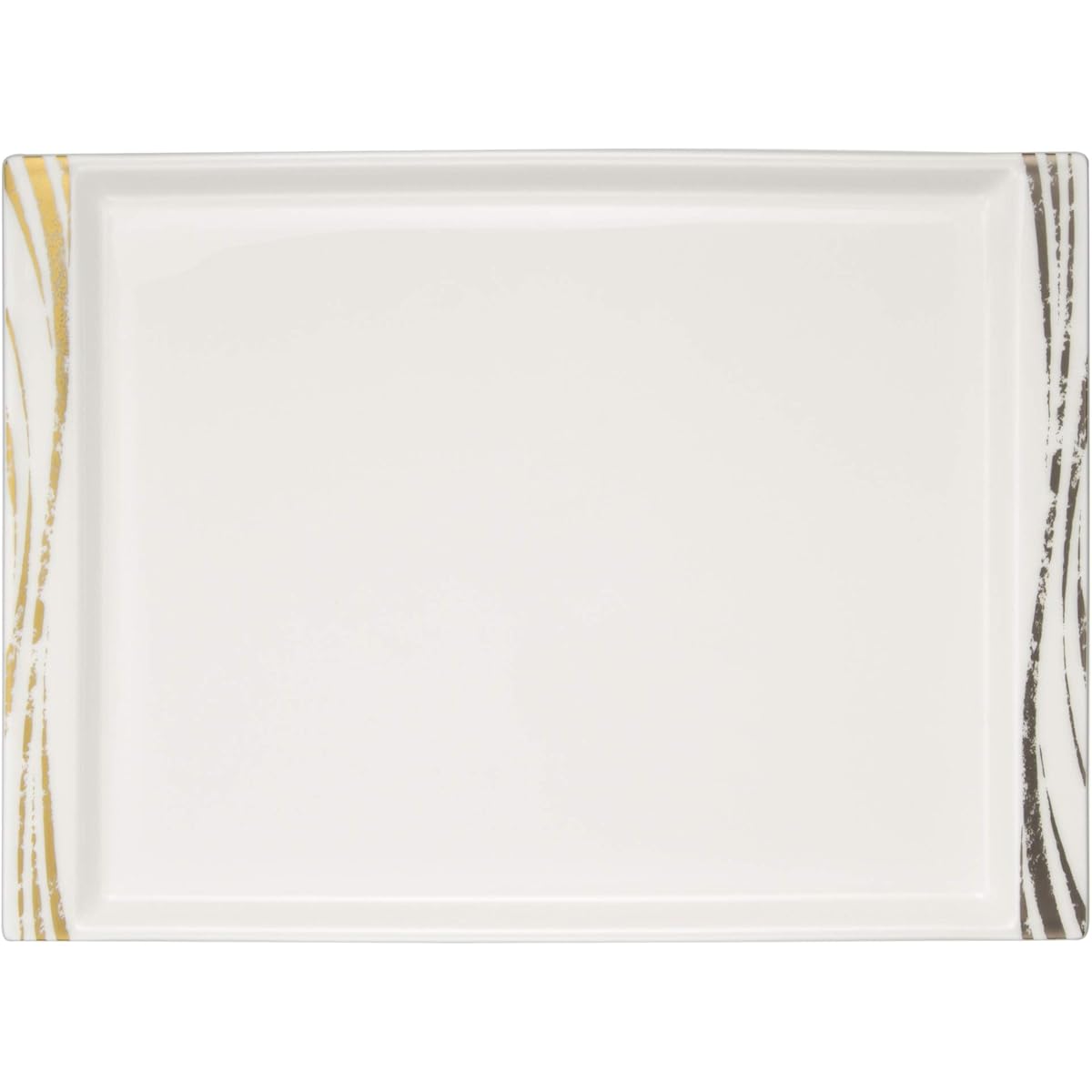 NARUMI Plate Dish Gold and Silver Tataki Wave 26cm Oblong Tray 51061-9749