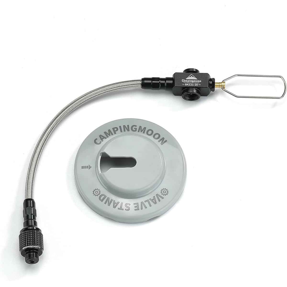 CAMPING MOON Multi-gas hose line for single burner with valve, screw-in type, OD can specification, with liquid drain stand BKZ21-20