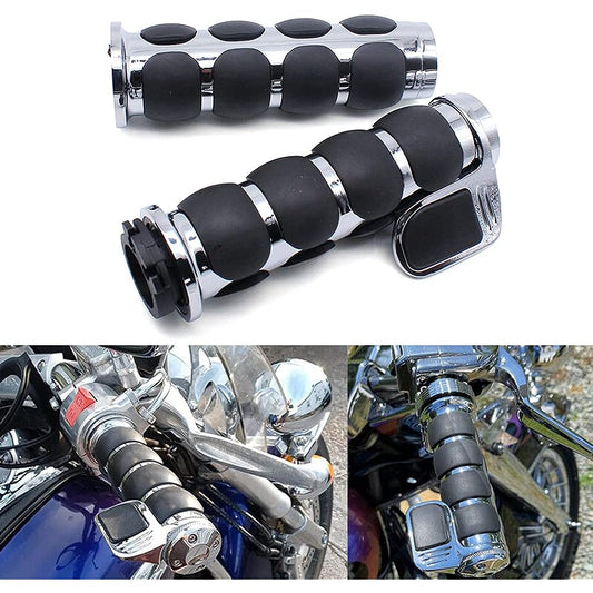 1" 25mm Motorcycle Handlebar Grips Non-Slip Hand Grips with Throttle Assist for Harley Yamaha Kawasiki Suzuki Cruisers Choppers