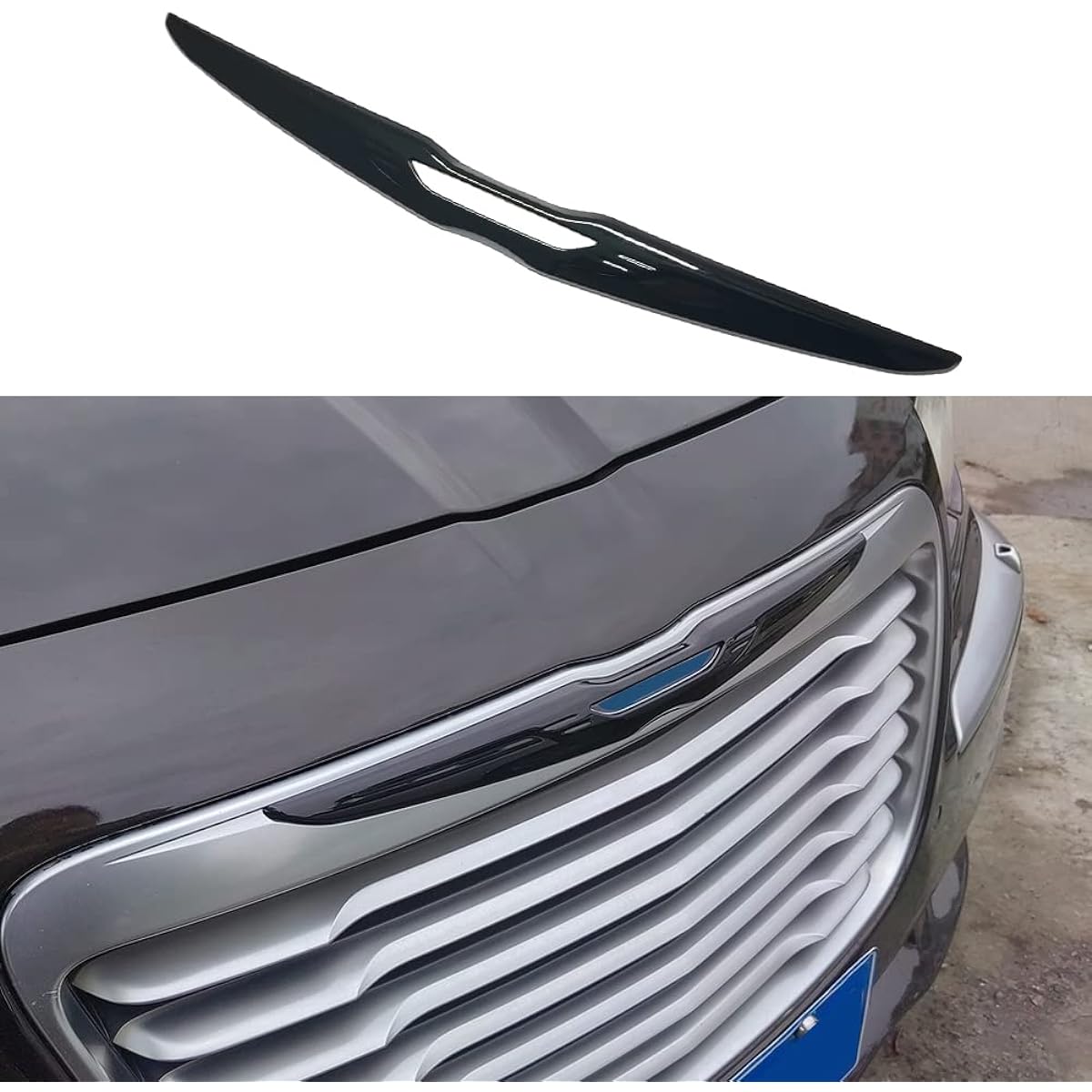 KOLYA Gloss Black Front Bumper Center Grill Emblem Cover Grill Badge Molding Trim 2011-2022 Chrysler 300C for 300C