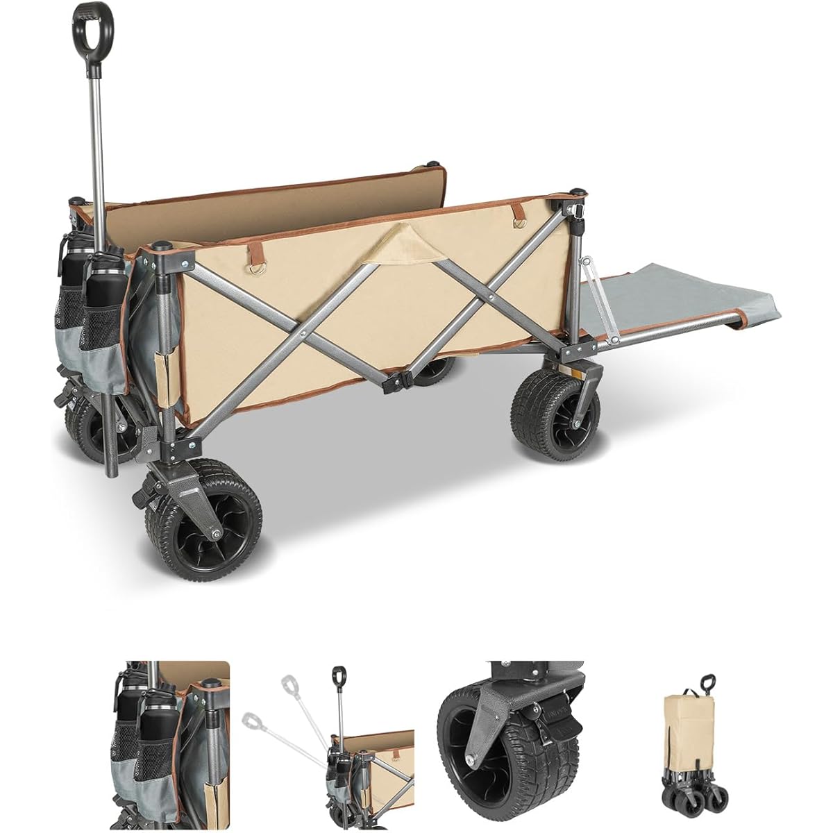 White Cat Travel Carry Wagon, Long Capacity, 47.2 inches (120 cm), Cargo Compartment Length 47.2 inches (120 cm), Outdoor Wagon, Freestanding Storage, Compact, One-Touch Convergent, Foldable, Durable,
