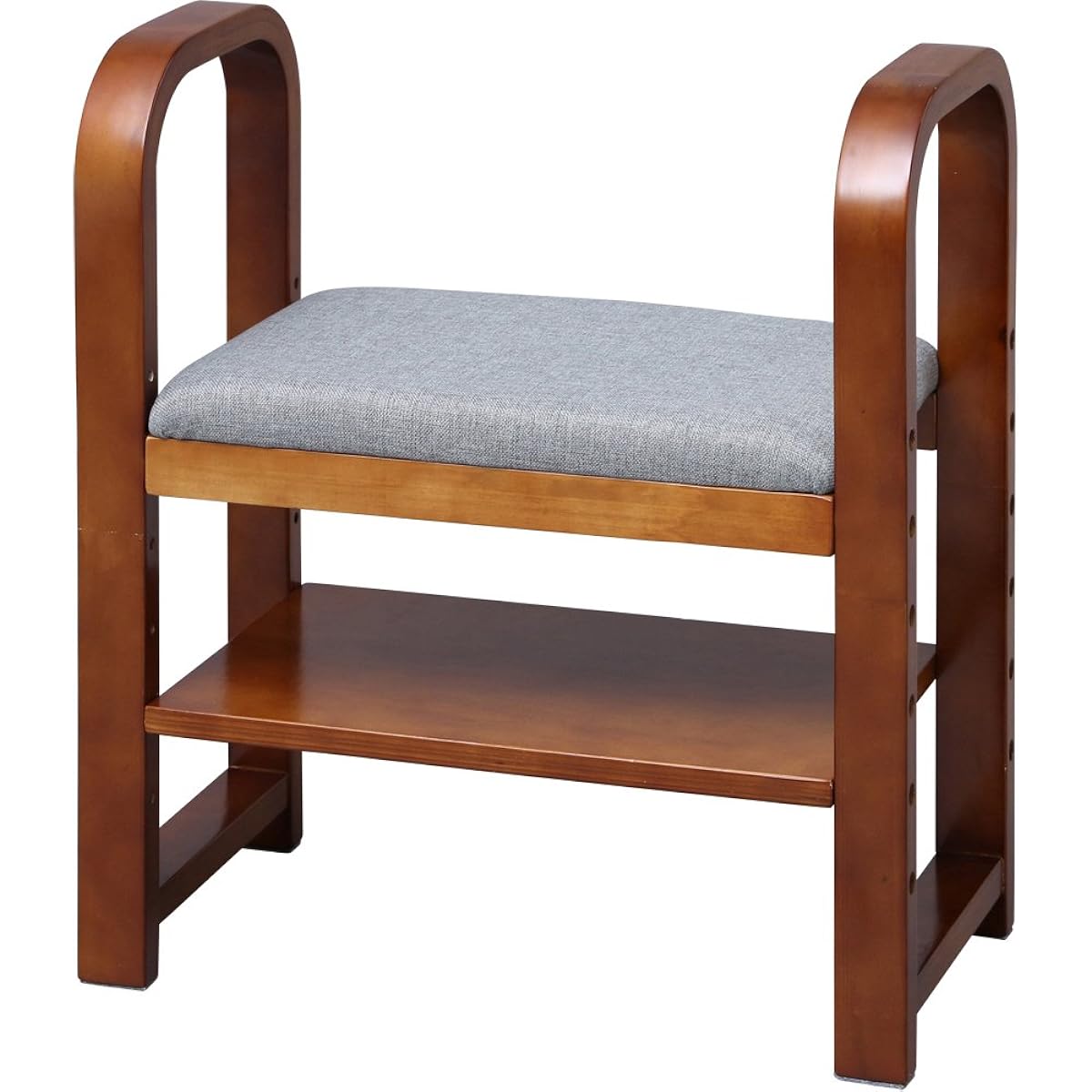 Iris Ohyama Entrance Bench Entrance Chair Brown Depth 29 x Width 55 x Height 60cm Height Adjustable with Shelf Support Chair GC-55