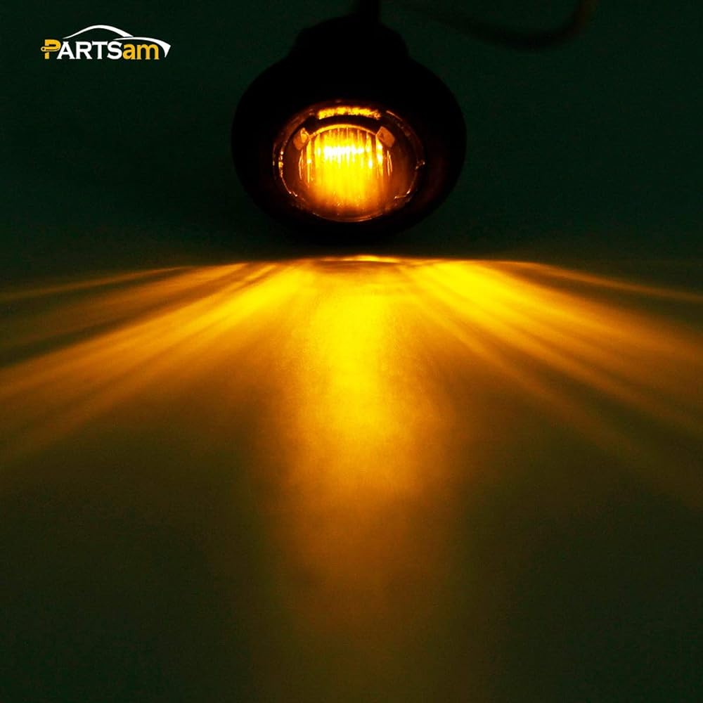 PARTSAM 10x 3/4 inch smoked amber/red LED clearance trailer Boat marker light air dum light sealed mini black round 3/4 inch LED trailer light glomet mount