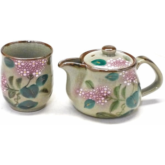 Kutani ware [tea utensils, teapot, teapot 2-piece set] small calyx hydrangea [back picture]