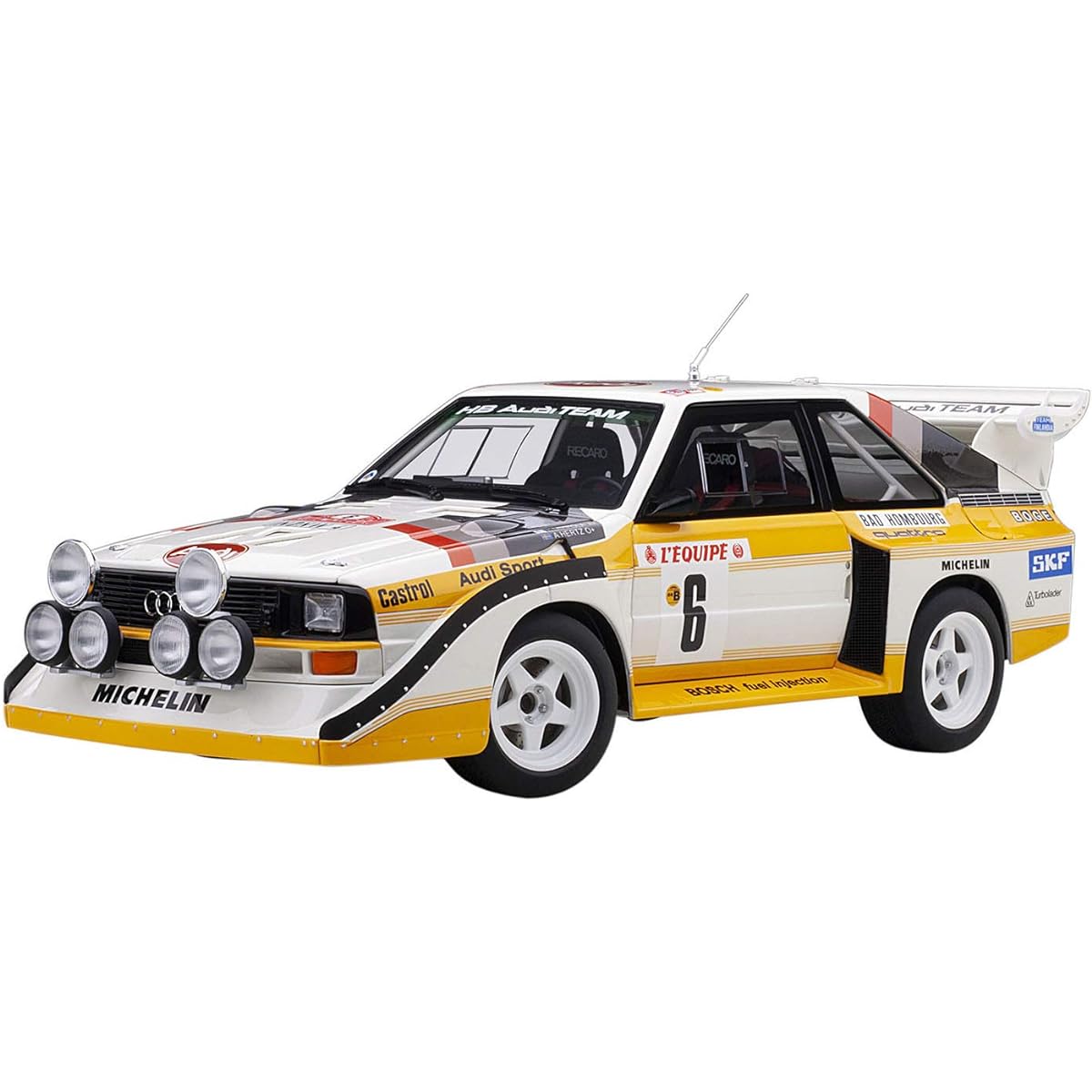 AUTOart 1/18 Audi Sport Quattro S1 WRC '86 #6 Mikkola/Hertz Monte Carlo Rally Completed Product 88602