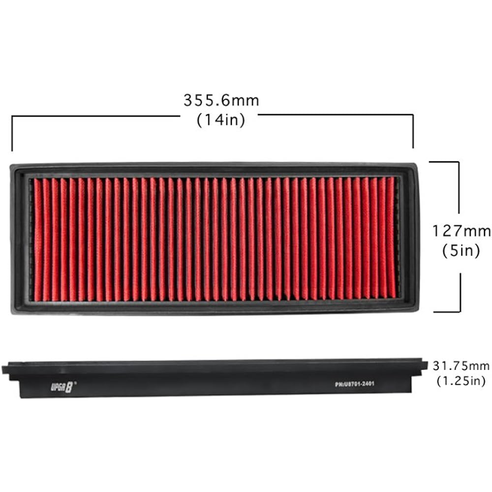 UPGR8 U8701-2401 HD Pro OEM Exchange High performance Dry Lop Inn Panel Air Filter Red