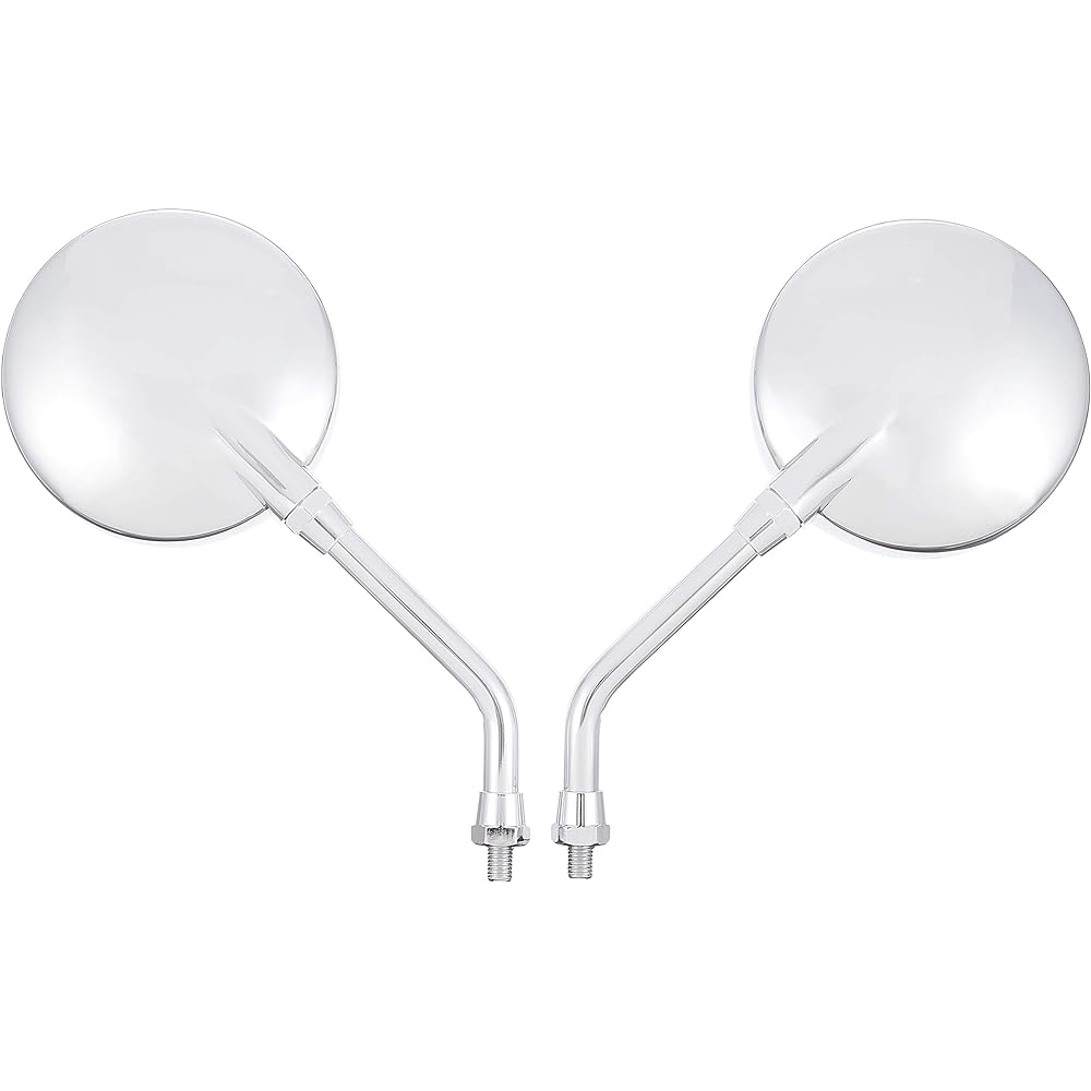Bike Parts Center Bike Mirror ZII Short Mirror 10mm Left and Right Set Plated Type Clear Lens 6038