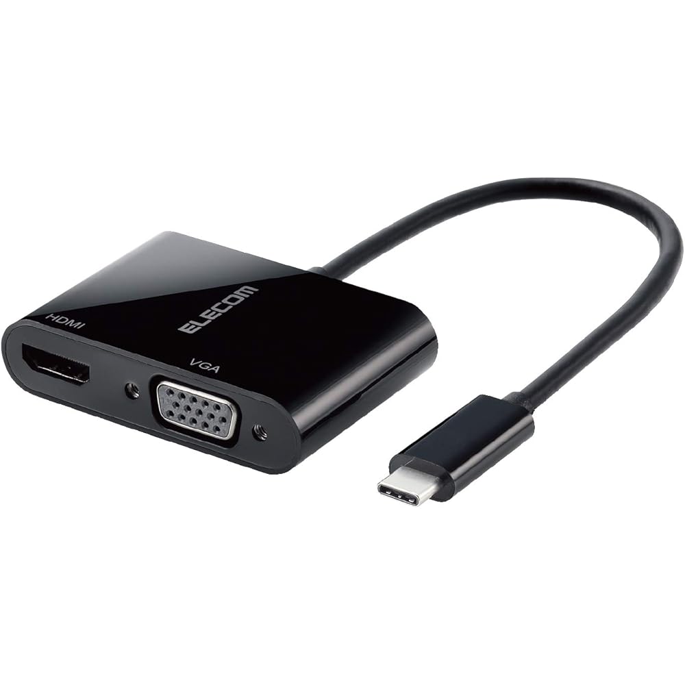 ELECOM Docking Station USB-C HDMI Conversion TYPE-C - HDMI & VGA (D-sub15 Pin) Conversion Adapter Black AD-CHDMIVGABK