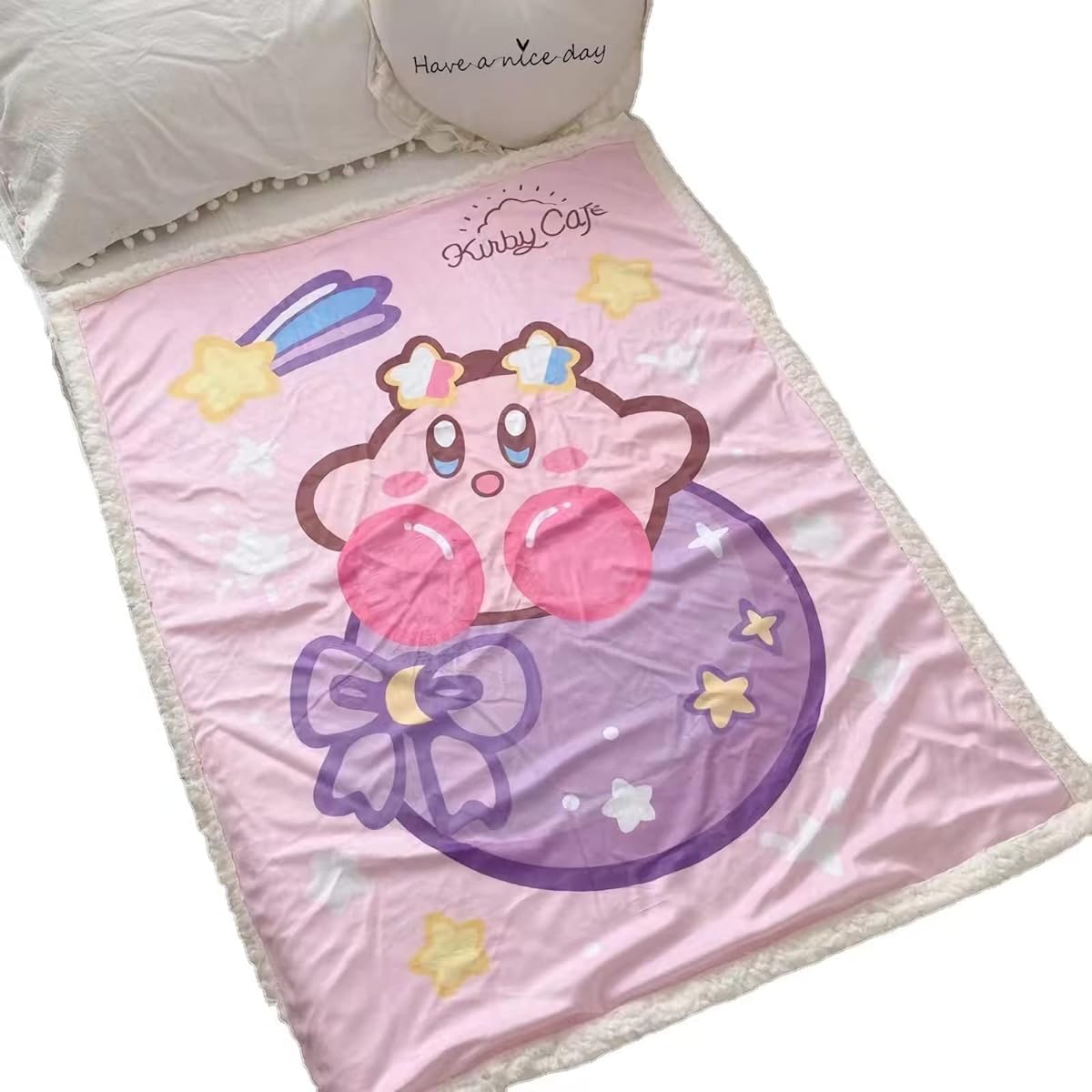 Kirby's Dream Land Kirby Blanket Throw Blanket 100 150cm Sheep Boa Lightweight Large Fluffy Cute Washable Stylish ZITION Character Soft Suitable for All Seasons Goods