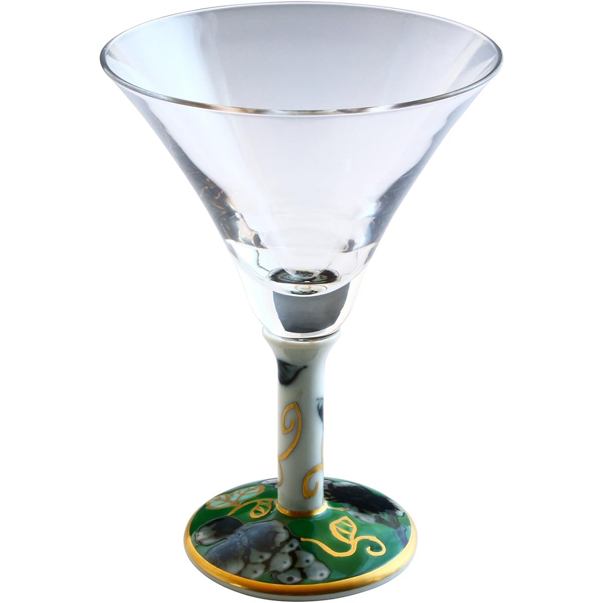Arita Ware Romantic Glass Ginjo Cocktail Glass Large Somenishikibudo (Green) HF-23