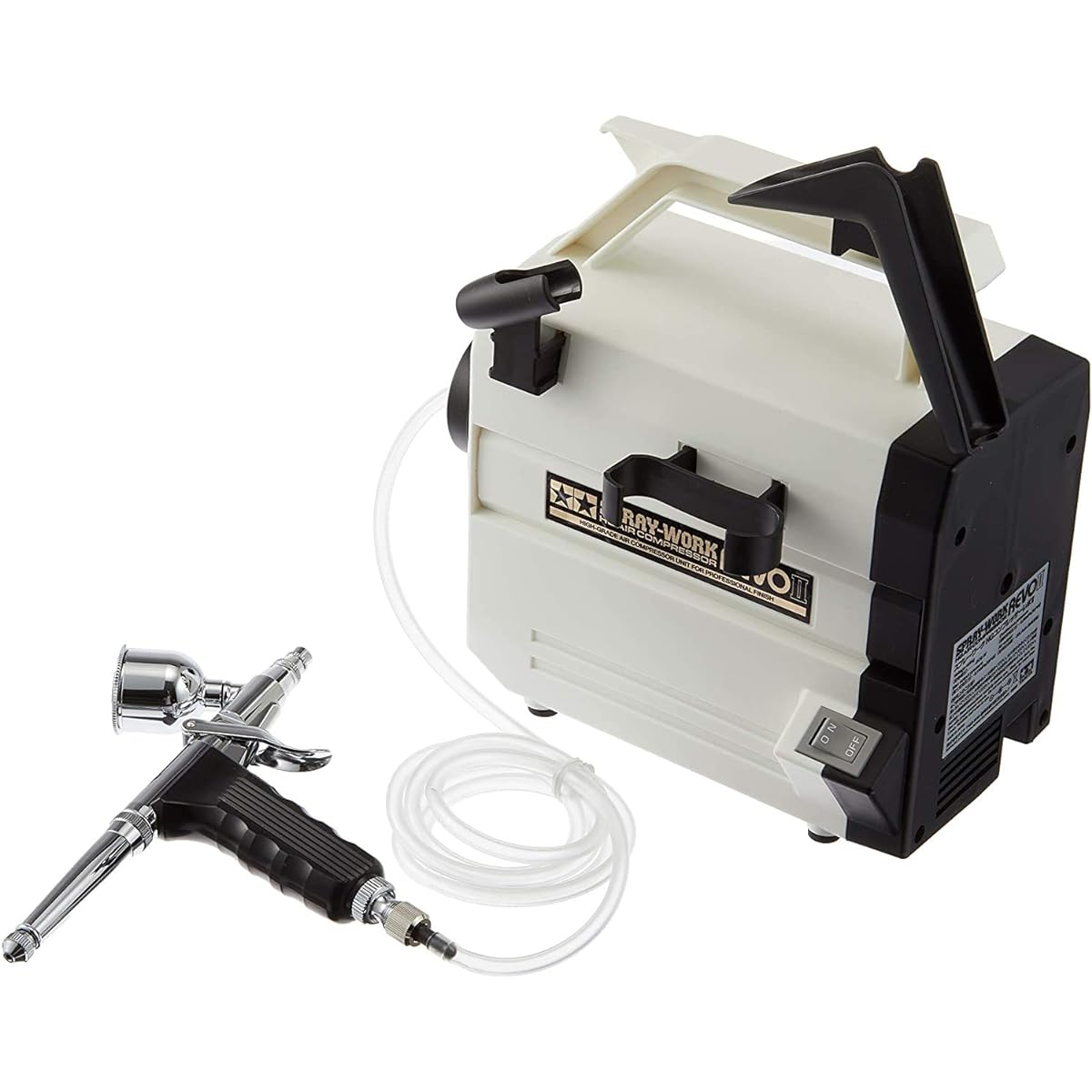 TAMIYA Air Brush System No.44 Spray Work Compressor Revo II with HG Trigger Air Brush 74544