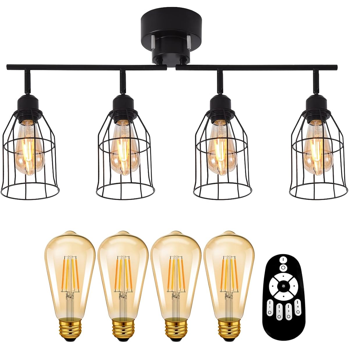 PNRLUX Ceiling Light, 8 Tatami, Spotlight, 4 Lights, E26 Base, Power Consumption, 600 LM, 600 LM, LED Bulb, 60W Shape, Dimmable, Toned, Living Room Lighting, Stylish, Remote Controlled, Energy Saving,